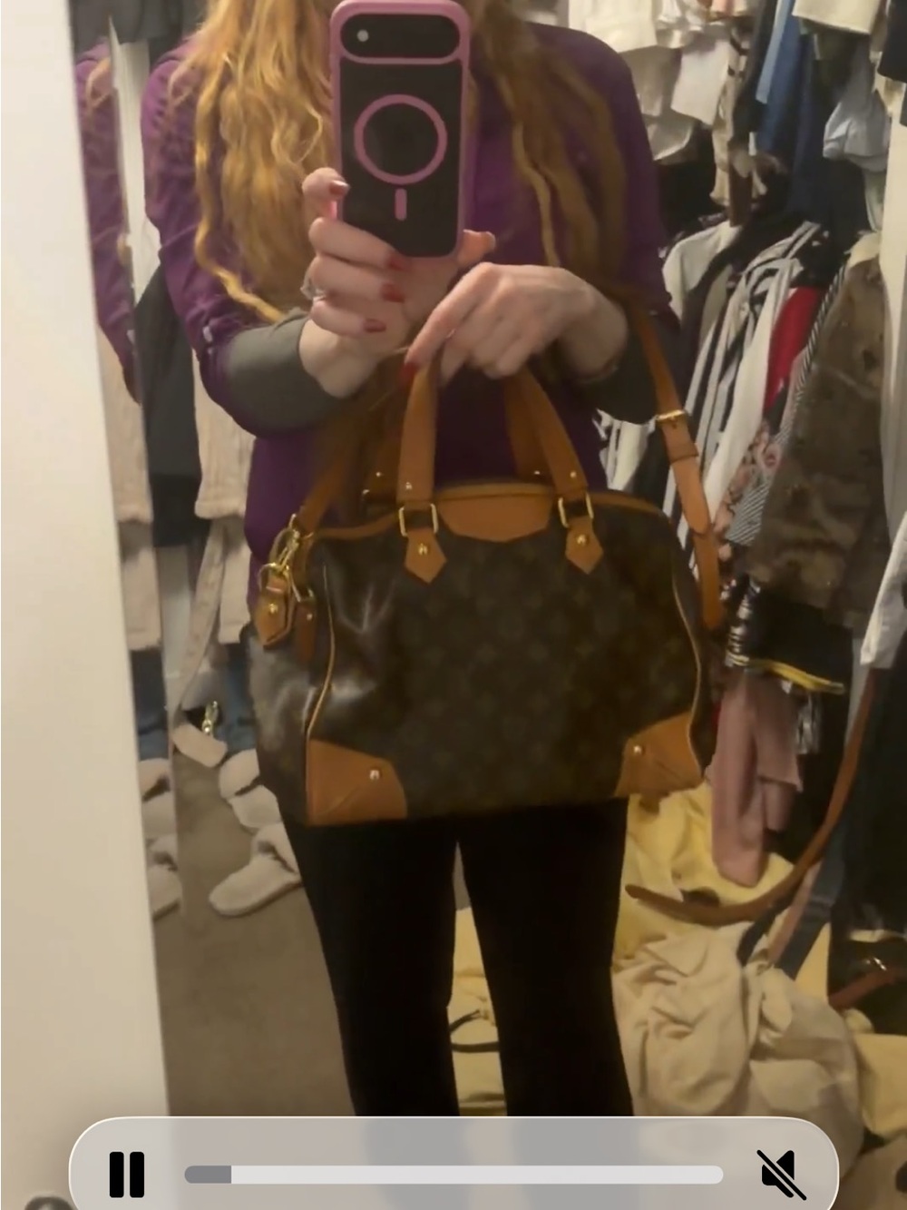 Louis Vuitton Brown Monogram Canvas Shoulder Bag with Tan Leather Trim - Picture 5 of 16